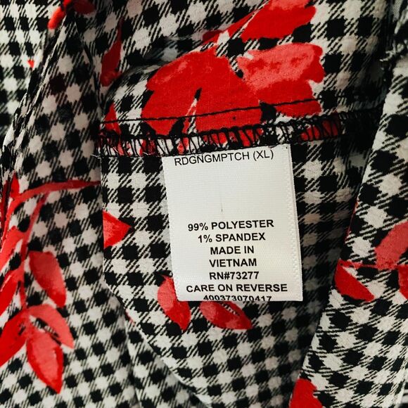 ELLE  Women's Top Floral Ghimgan V-Neck Flutter Sleeve Size XL - Picture 9 of 10